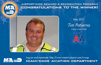 Congratulations to Tim Patierno - MIA's Airport-wide Reward & Recognition Winner